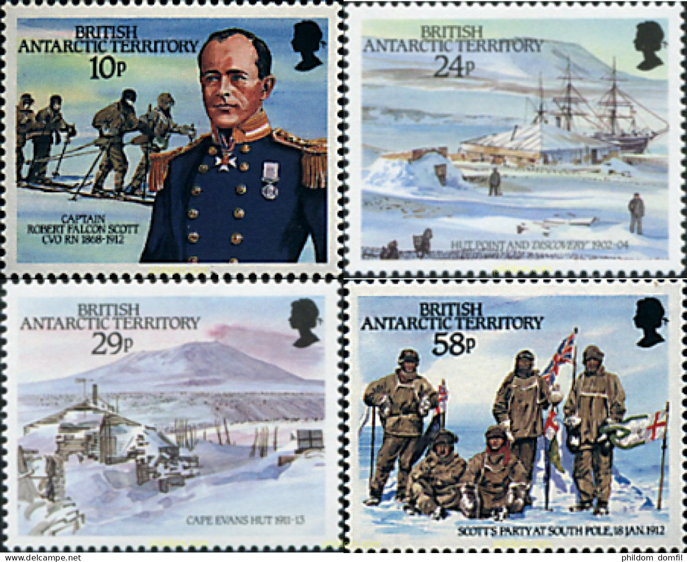 28965 MNH ANTARTIDA BRITANICA 1987 75 ANIVERSARIO DE LA EXPEDICION DE R.F. SCOTT A LA ANTARTIDA - Neufs