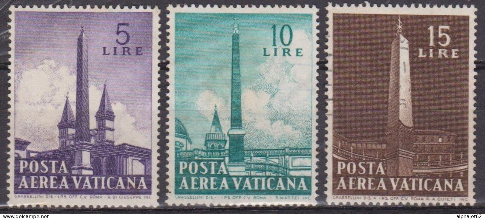 Monuments - VATICAN - Obélisques De Rome - Poste Aérienne - N°  35-36-37 - 1959 - Airmail