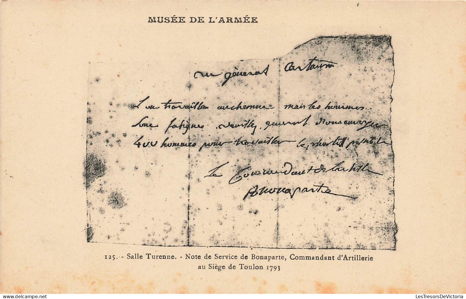 MILITARIA - Salle Turenne - Note De Service De Bonaparte - Commandant D'Artillerie - Carte Postale Ancienne - Autres & Non Classés