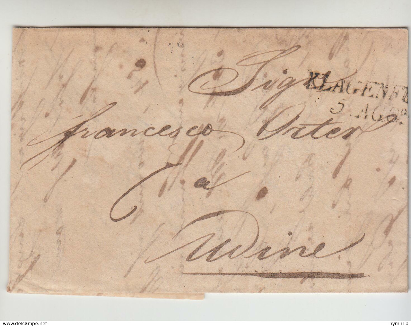 1837 AUSTRIA PREFILATELICA KLAGENFURT-UDINE+timbro Lineare/datario Di KLAGENFURT-F408 - ...-1850 Voorfilatelie