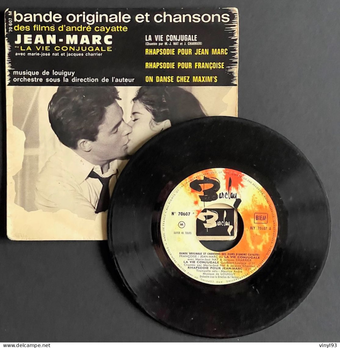 1963 - 45T EP BO Du Film D'André Cayatte "Jean-Marc Ou La Vie Conjugale" - Musique De Louiguy - Barclay 70 607 M - Filmmusik