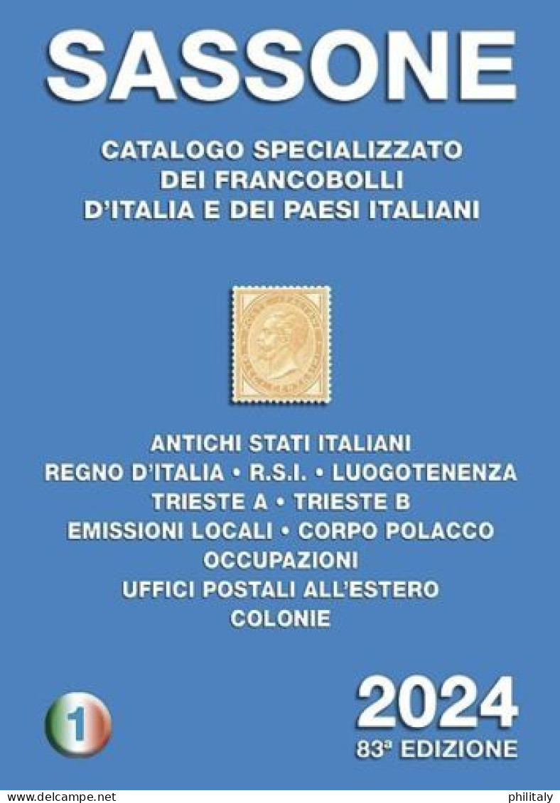SASSONE 2023 CATALOGO SPECIALIZZATO FRANCOBOLLI ITALIANI VOL. 1 + SASSONE BLU - Italië