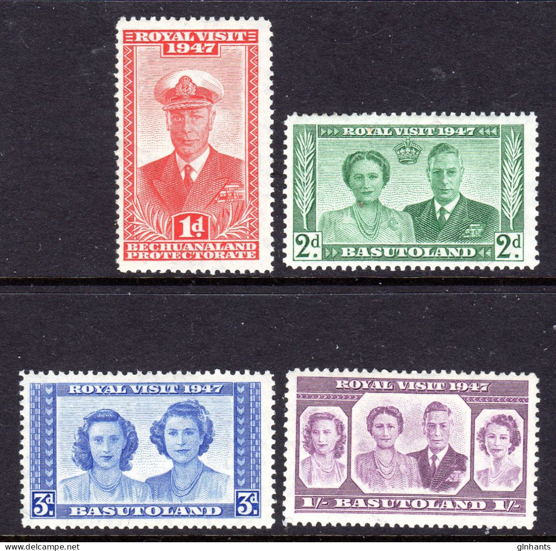 BASUTOLAND - 1947 ROYAL VISIT SET (4V) FINE MOUNTED MINT MM * SG 32-35 - 1933-1964 Colonia Británica