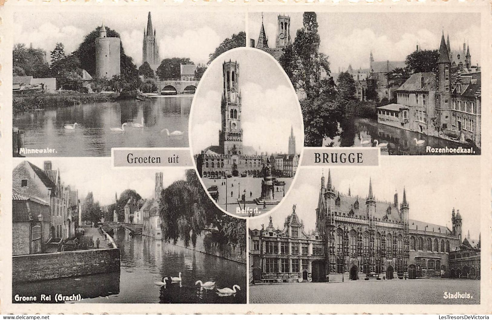 BELGIQUE - Bruges - Minnewater - Beffroi De Bruges - Quai Du Rosaire - Basilique Du Saint-Sang - Carte Postale Ancienne - Brugge
