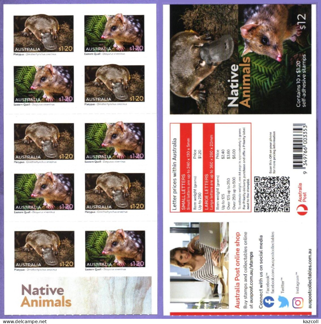 Australia 2022.  Native Animals. Fauna. Booklet - Ungebraucht