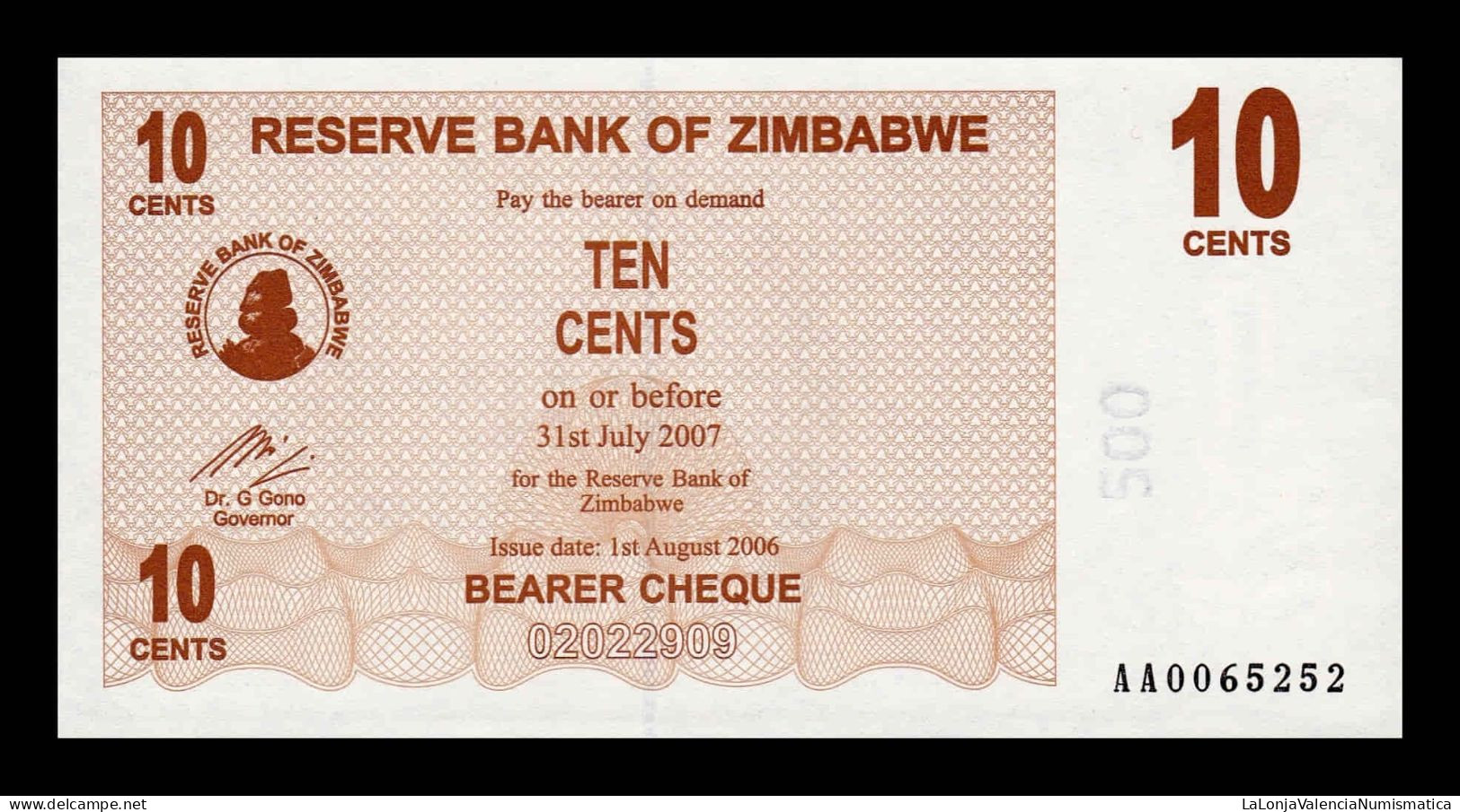 Zimbabwe 10 Cents 2006 (2007) Pick 35 Sc Unc - Zimbabwe