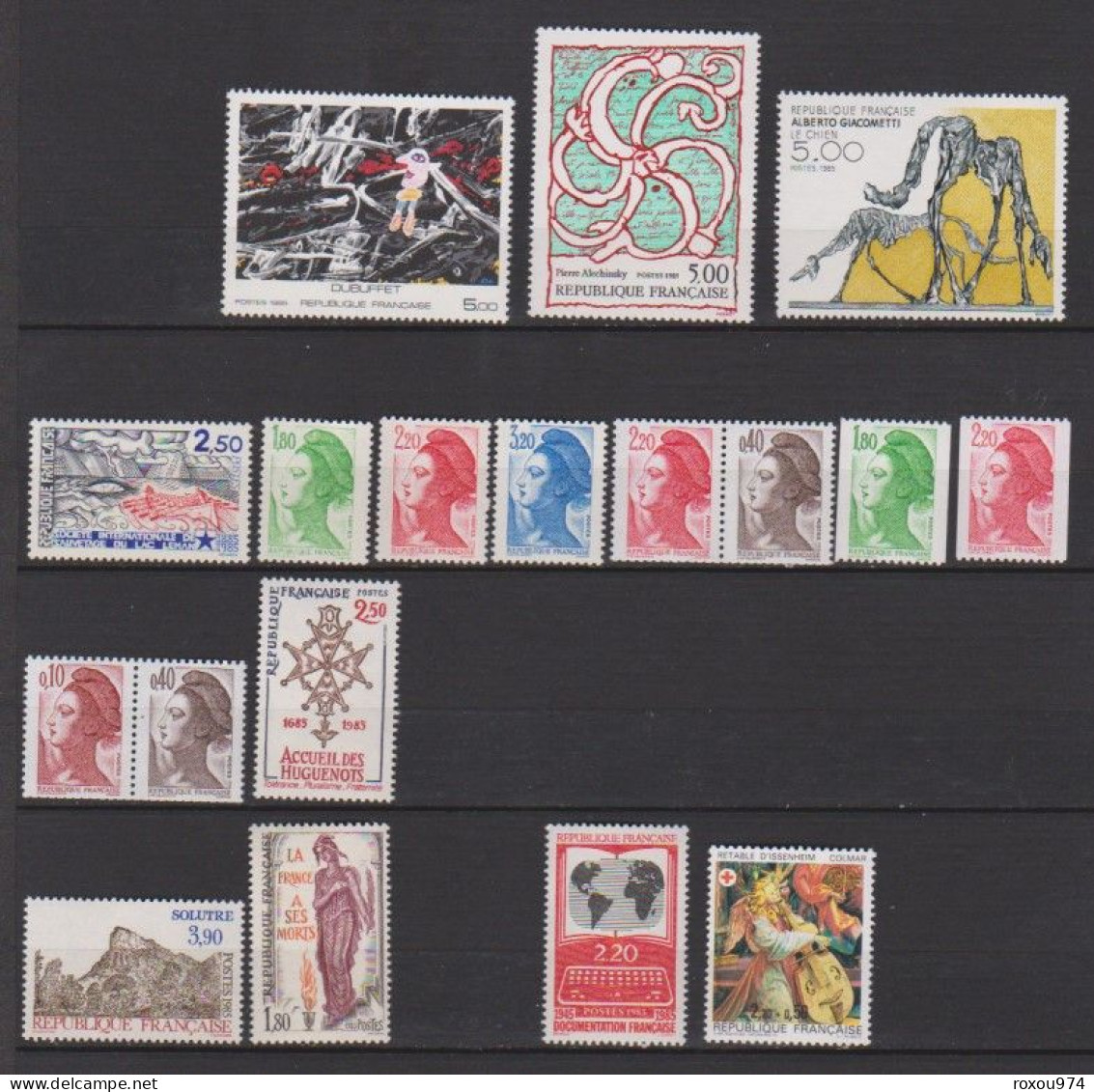 ANNEE COMPLETE  1985 TIMBRES NEUFS** +   3 CARNETS       4 SCAN - 1980-1989