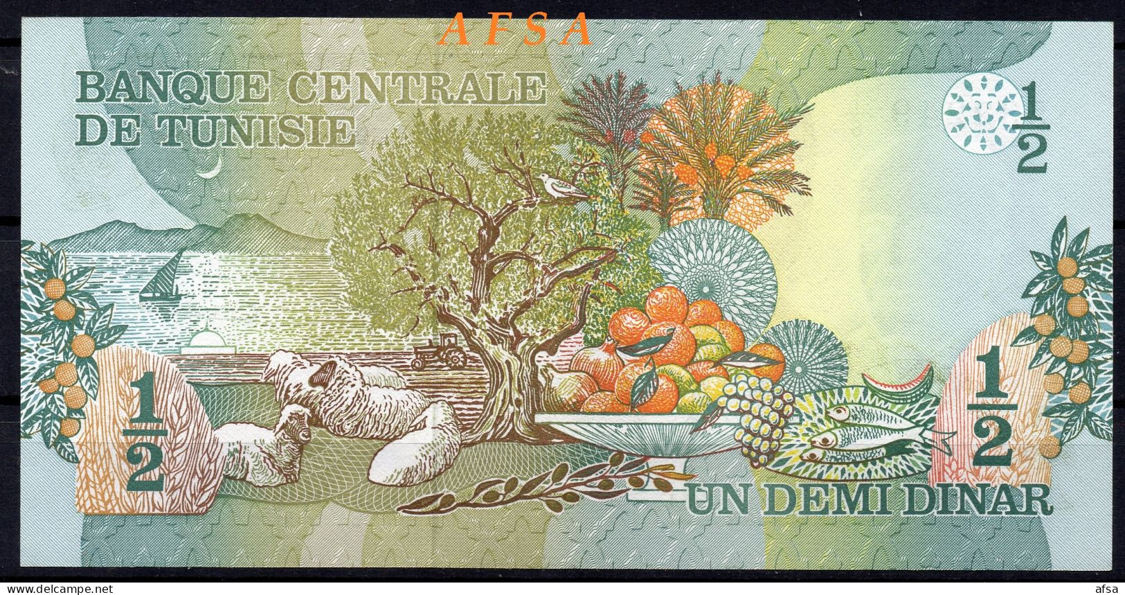 1/2 Dinars Type 1973 Neuf ( 2 Images) // UNC**-2 SCANS ( ENVOI GRATUIT)-(FREE SHIPPING) - Tunisie