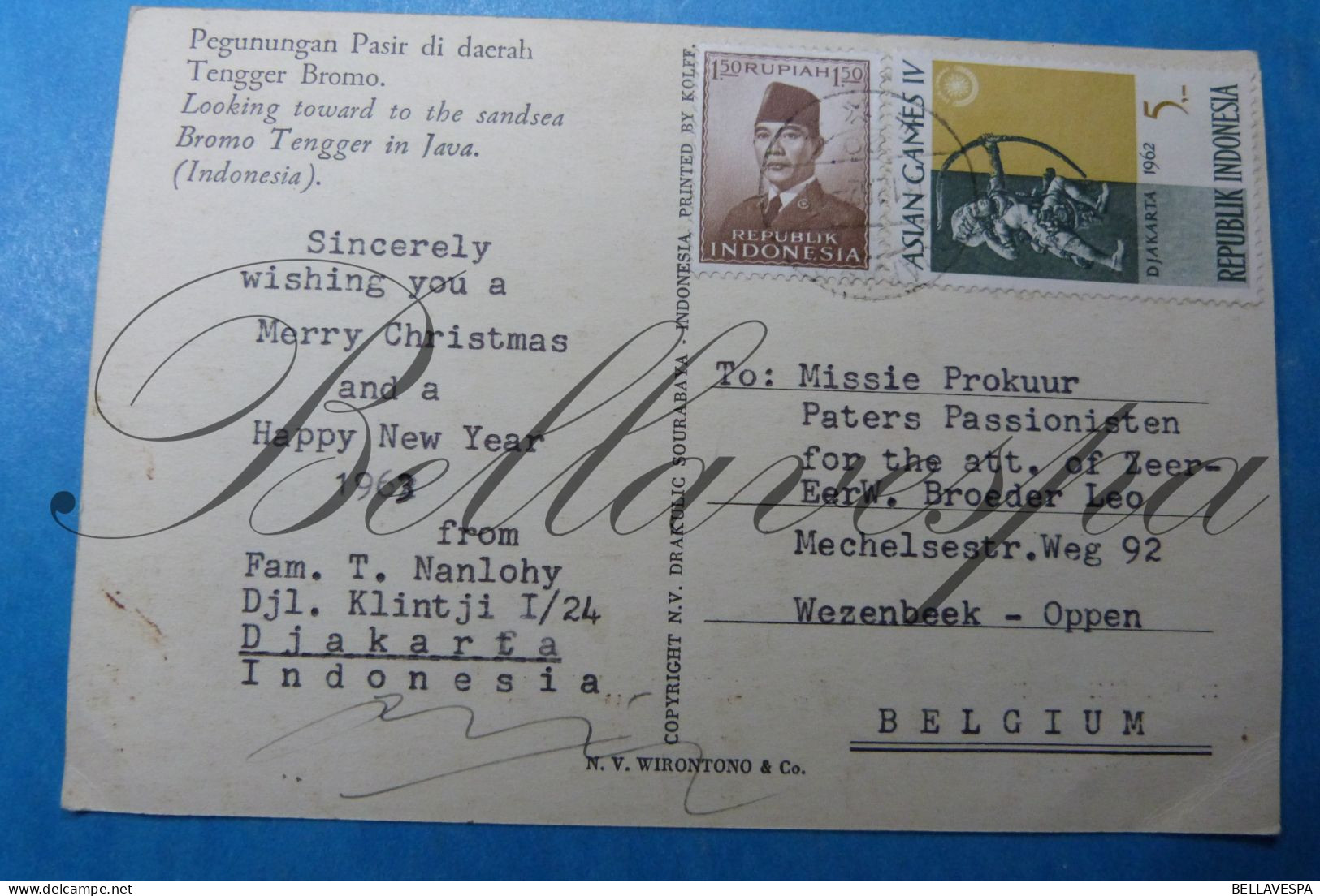 Indonesia Bromo Tengger In Java Pegunungan Pasir Di Daerah 1963 Missie Mission T.Nanlohy Djakarta - Missioni