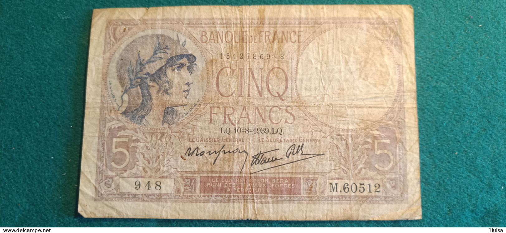 FRANCIA 5 FRANCS 1939 - 5 F 1917-1940 ''Violet''