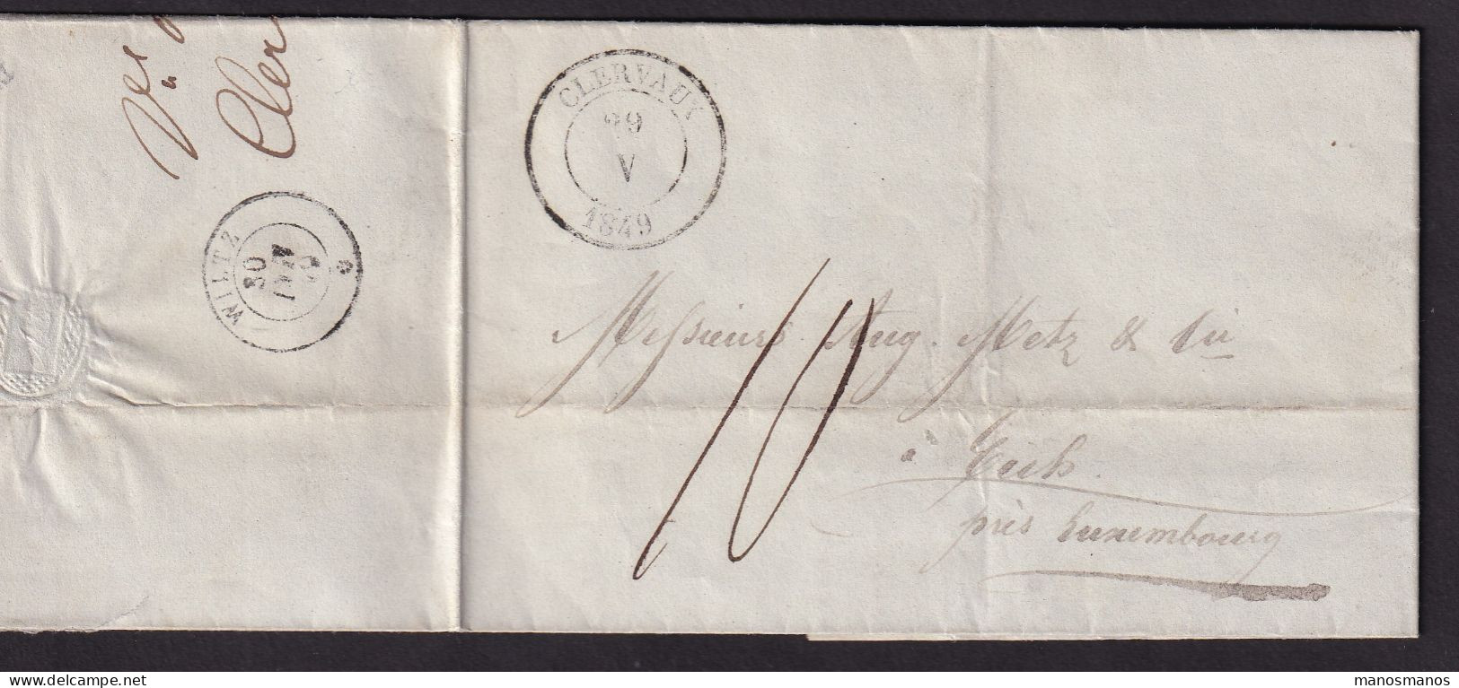 324/40 --  Lettre De CLERVAUX 1849 Vers EICH Via Transit WILTZ Au Verso - Signée Thilges - ...-1852 Prephilately