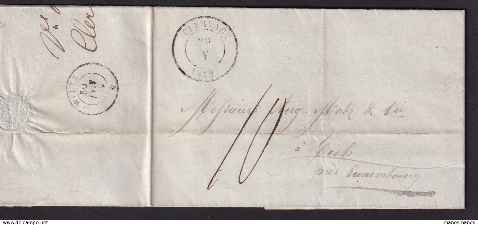 324/40 --  Lettre De CLERVAUX 1849 Vers EICH Via Transit WILTZ Au Verso - Signée Thilges - ...-1852 Prefilatelia