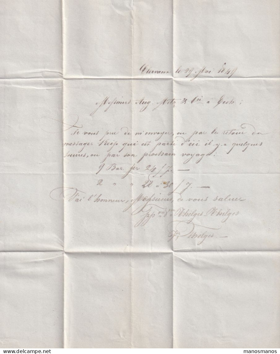 324/40 --  Lettre De CLERVAUX 1849 Vers EICH Via Transit WILTZ Au Verso - Signée Thilges - ...-1852 Préphilatélie