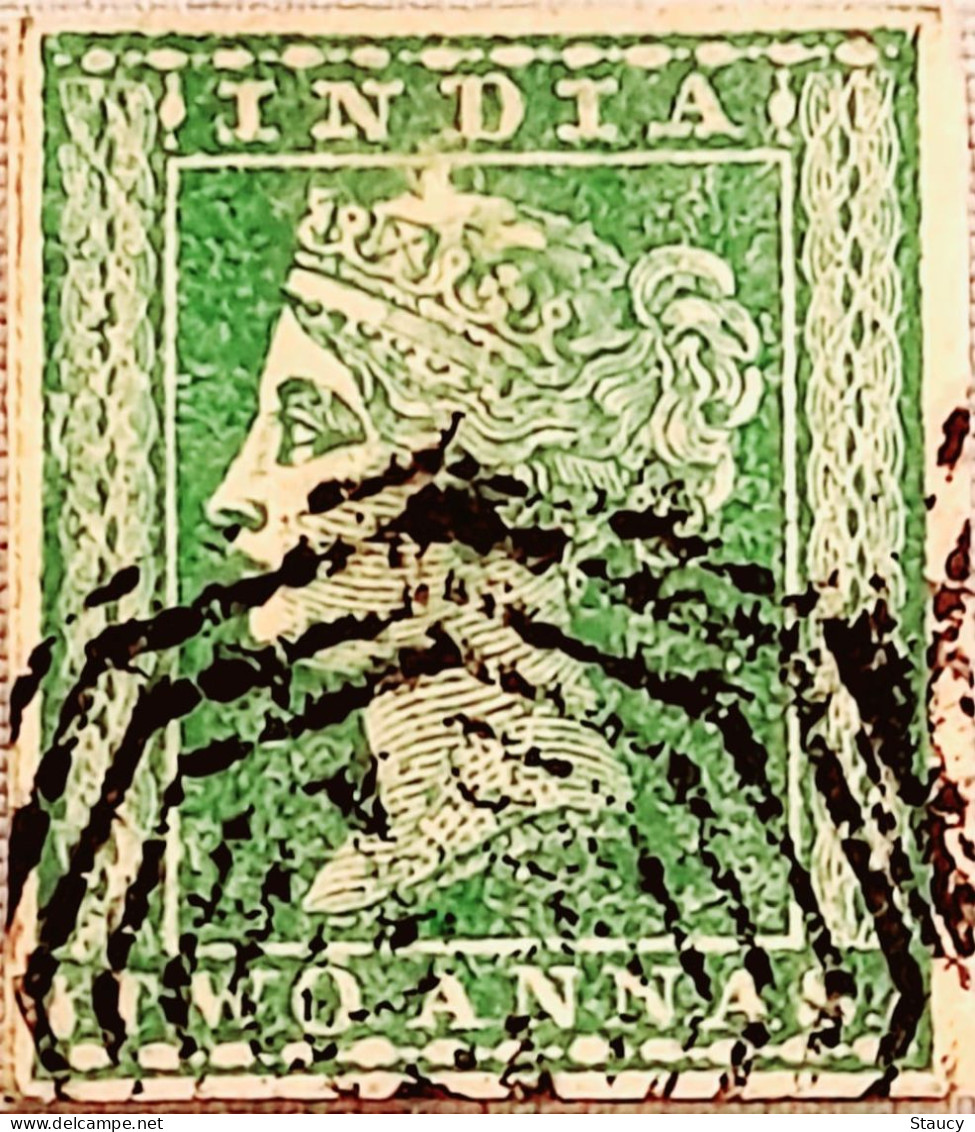 British India 1854 QV 2a Two Anna Litho / Lithograph / Typograph Stamp With 4 Wide Margins With Used Thin Spot Per Scan - 1854 East India Company Administration