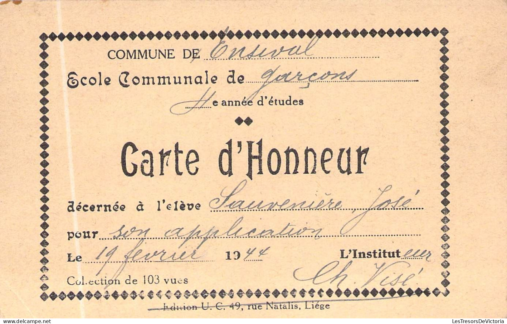 Vieux papiers - Témoignages d'honneur scolaires - Lot de 11 documents