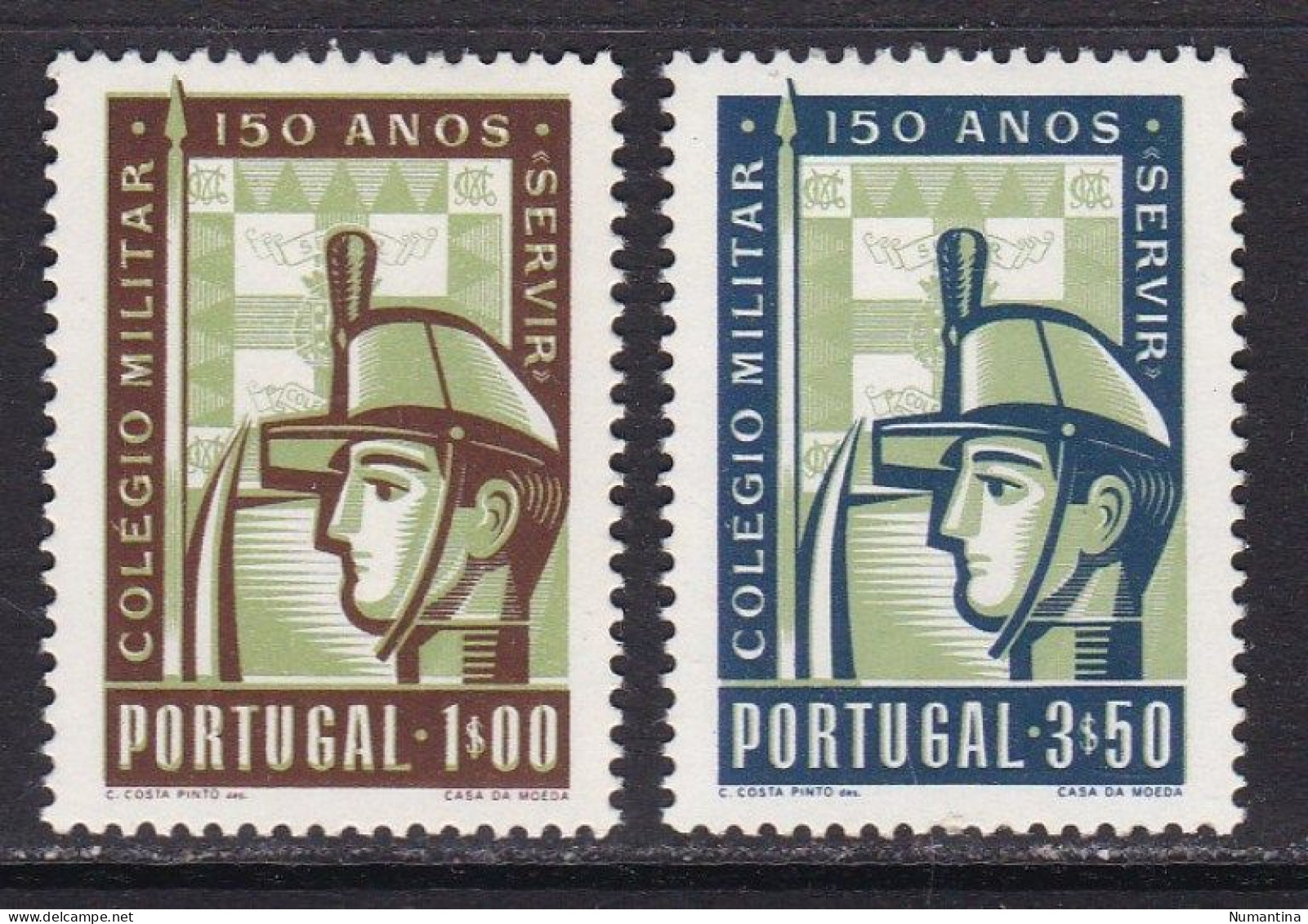 PORTUGAL - 1954 - YVERT 811/812 - 150º Aniversario Escuela Militar - MH - Neufs