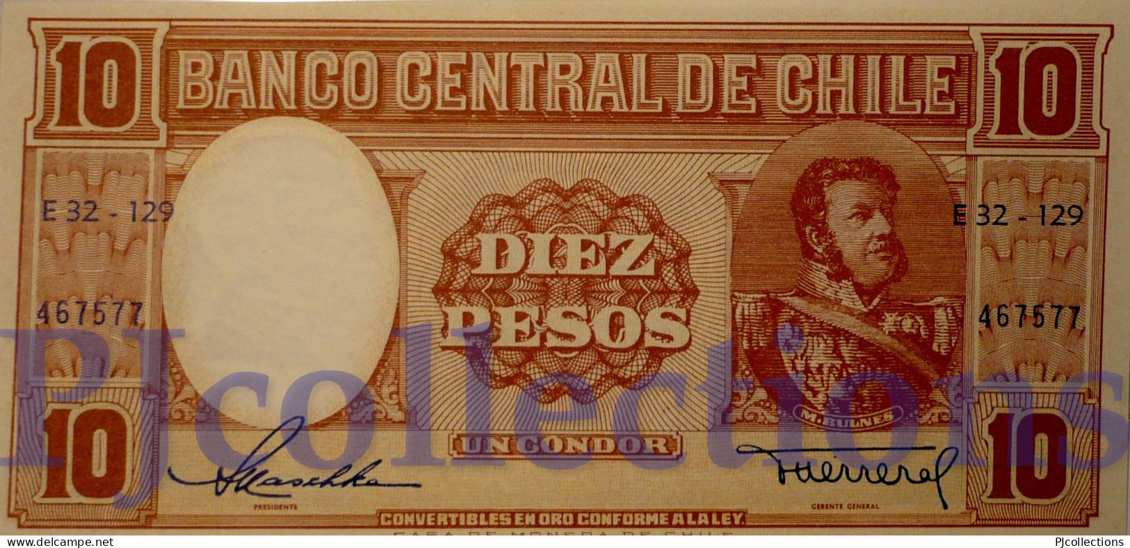 CHILE 10 PESOS 1958/59 PICK 120 UNC - Cile