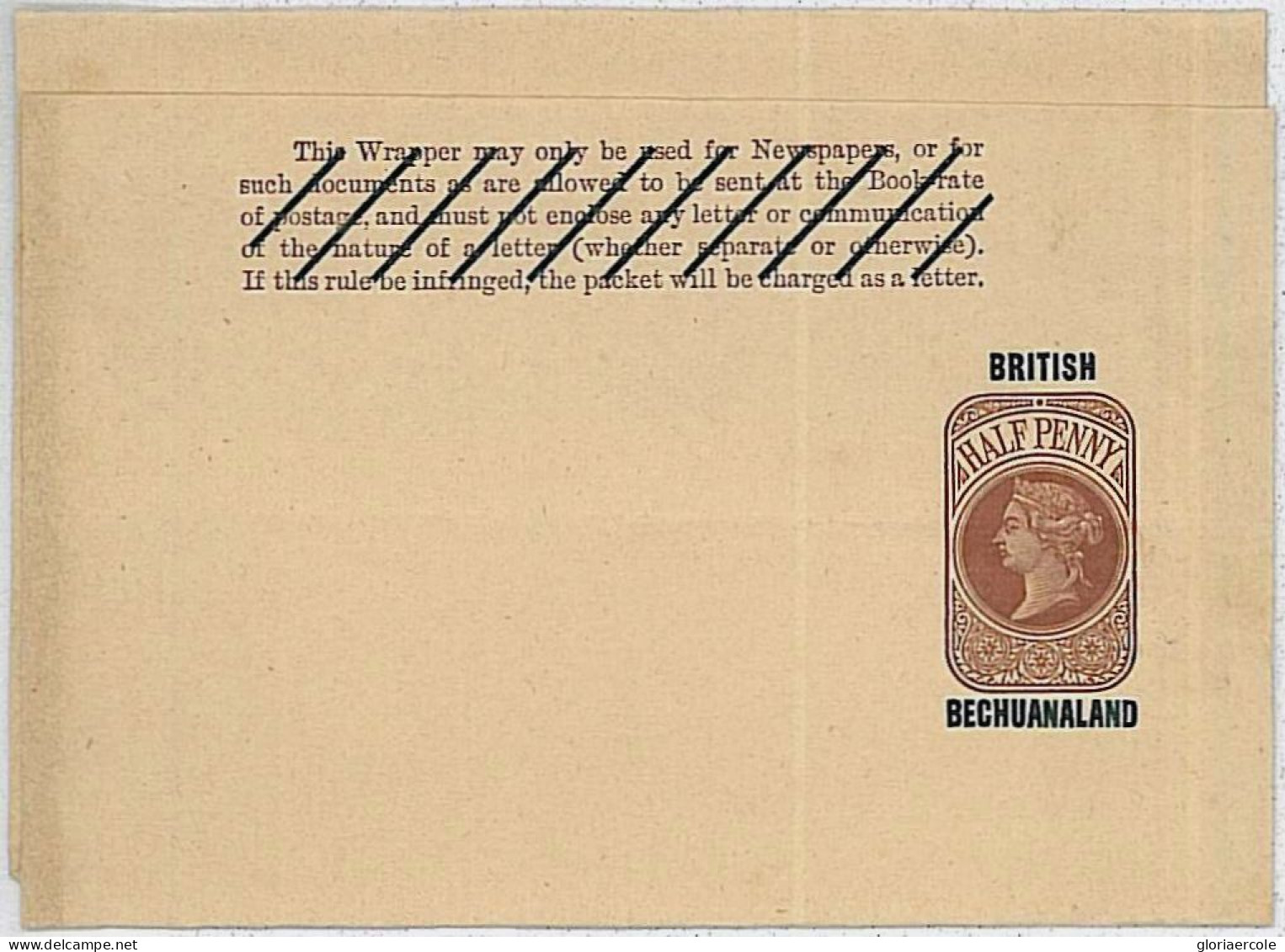 30096 - British BECHUANALAND: POSTAL STATIONERY - NEWSPAPER WRAPPER : H & G #3 - 1885-1895 Kronenkolonie