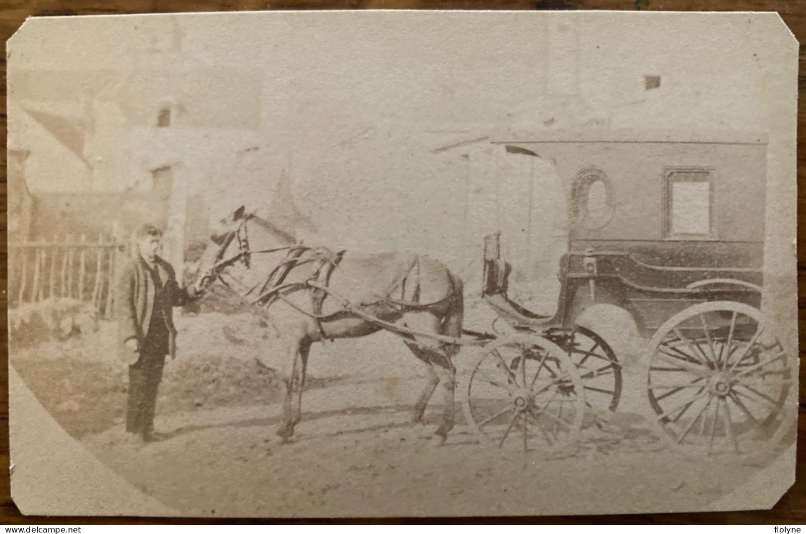 Attelage - Photo Ancienne Format CDV - Carrosse Calèche Diligence - Cocher Automobile - Taxi & Fiacre