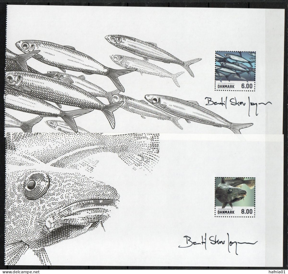 Bertil Skov Jørgensen. Denmark 2013. Eat Fish. Michel H-Blatt 124 - 128. MNH. Signed. - Blocks & Sheetlets