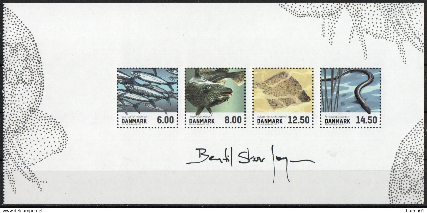 Bertil Skov Jørgensen. Denmark 2013. Eat Fish. Michel H-Blatt 124 - 128. MNH. Signed. - Blocks & Sheetlets