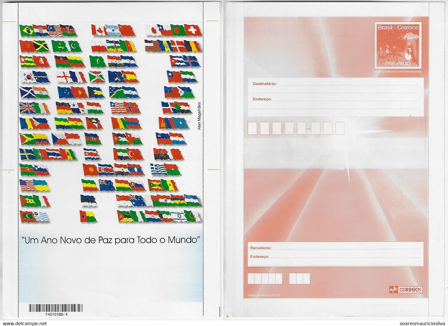 Brazil 2003 Postal Stationery Christmas flags Forming The Word Peace Flag Unused - Other & Unclassified