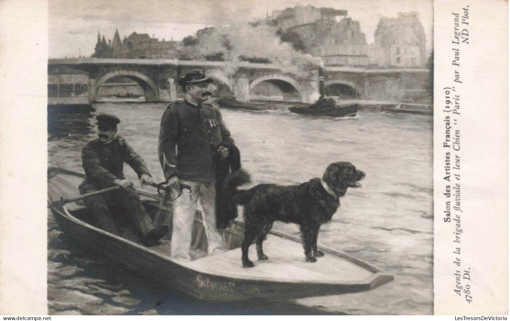 ARTS - Salon Des Artistes Français 1910 - Agents De La Brigade Fluviale Et Leur Chien Par.. - Carte Postale Ancienne - Autres & Non Classés