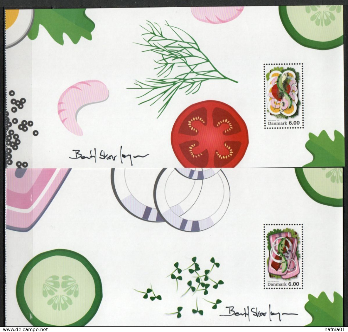 Bertil Skov Jørgensen. Denmark 2012. Gastronomy: "Smørrebrød". Michel H-Blatt 119 - 123 MNH. Signed. - Hojas Bloque