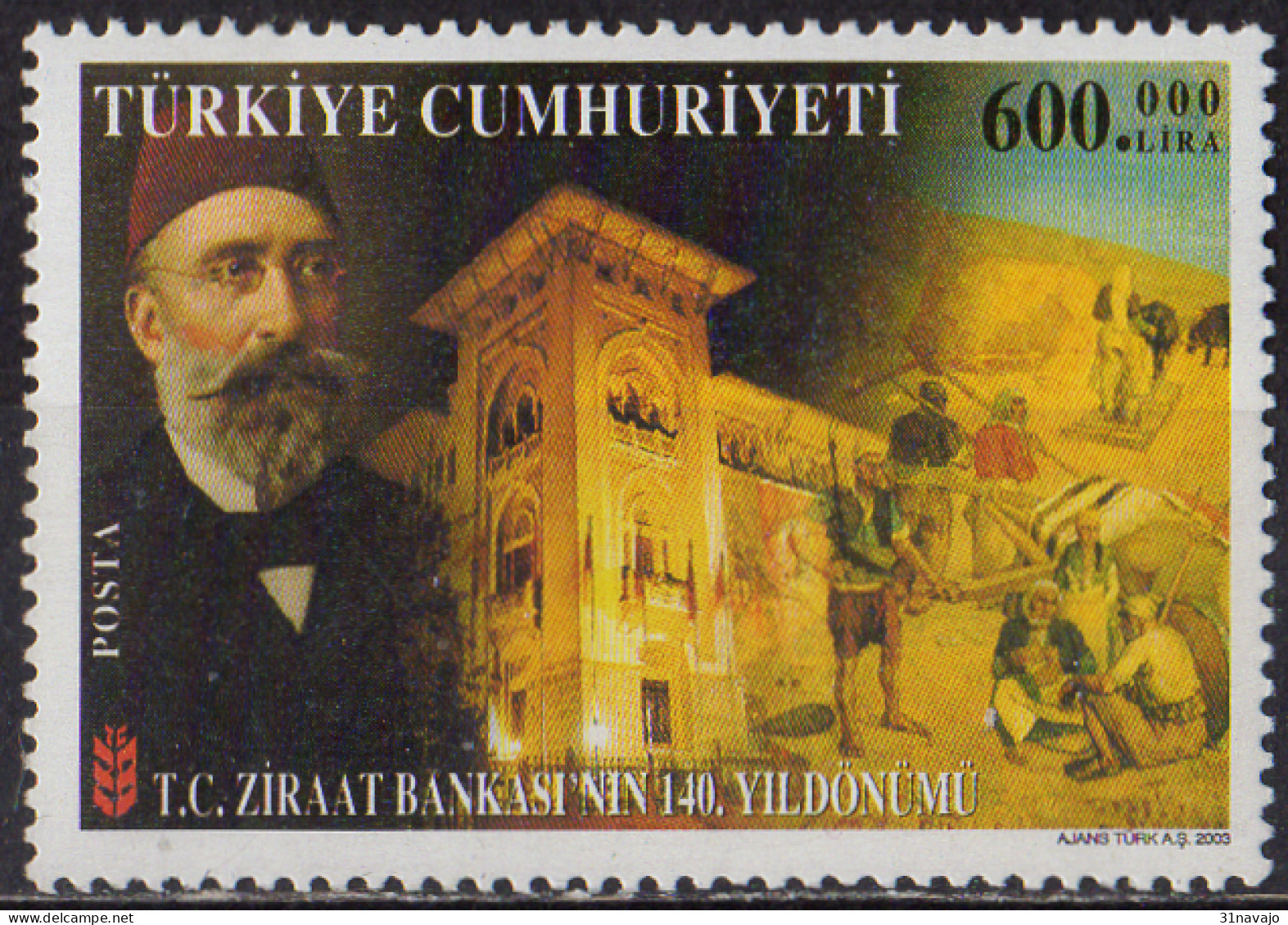 TURQUIE - 140e Anniversaire De La Banque T.C.Ztraat Bankasi - Unused Stamps