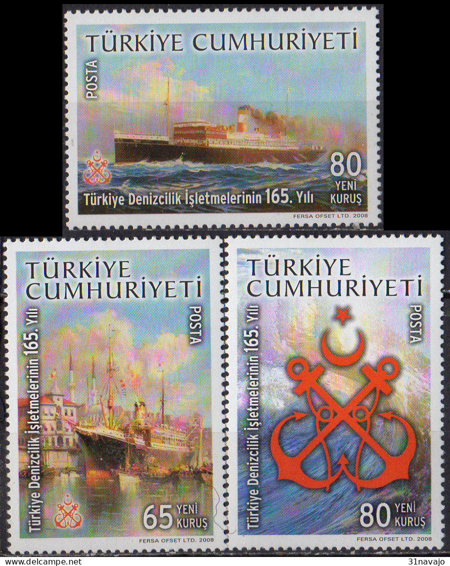 TURQUIE - 165e Anniversaire De L'Organisation Maritime Turque - Neufs