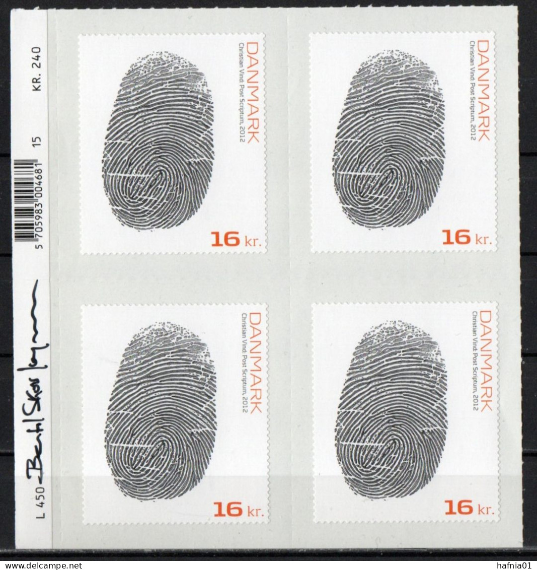 Bertil Skov Jørgensen. Denmark 2012. Art. Michel 1722 Plate Block MNH. Signed. - Blokken & Velletjes