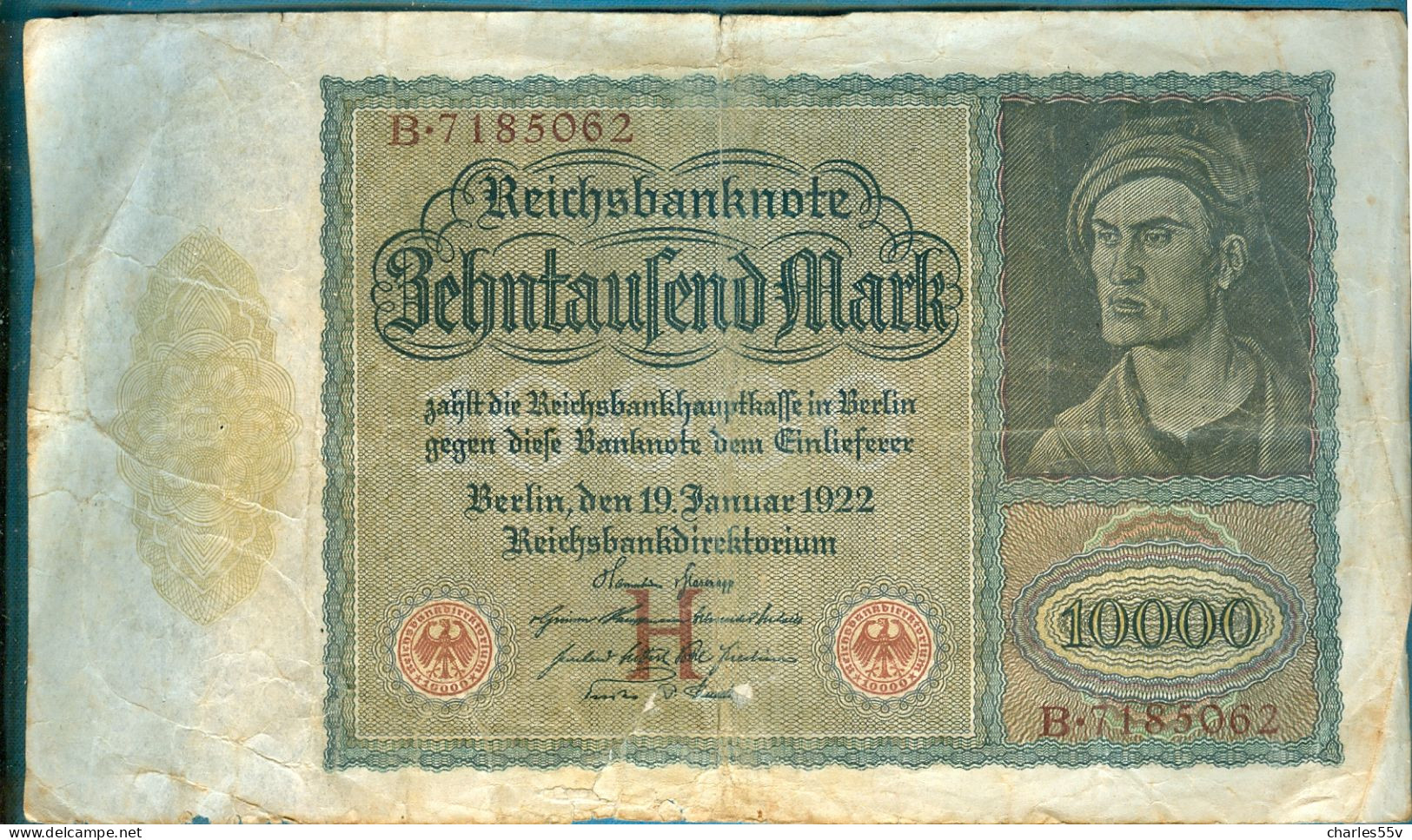 10000 Mark 19.1.1922 Udr. H Serie B - 10.000 Mark