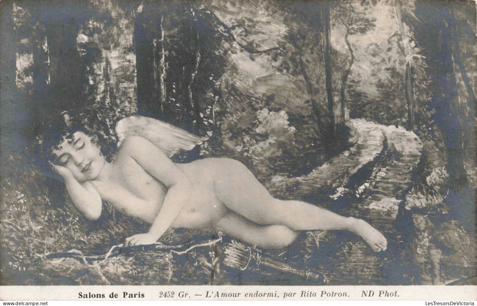 ARTS - Salons De Paris - L'Amour Endormi, Par Rita Potron - Carte Postale Ancienne - Autres & Non Classés