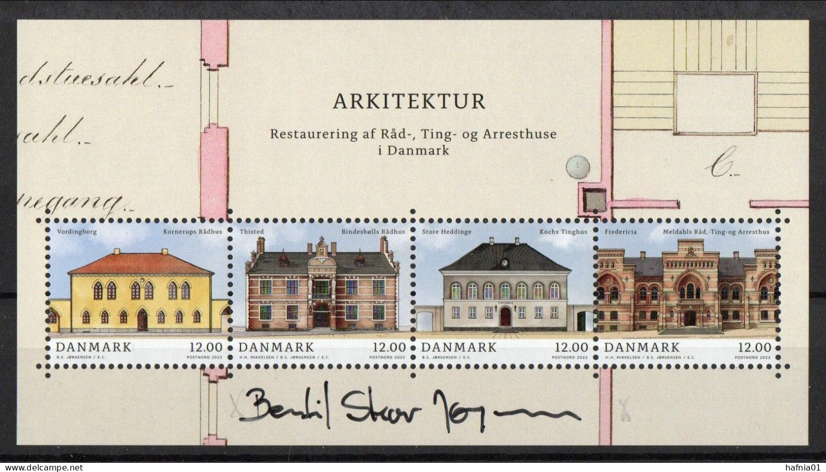 Bertil Skov Jørgensen. Denmark 2023. Architecture. Michel Souvenir Sheet MNH. Signed. - Blocks & Kleinbögen