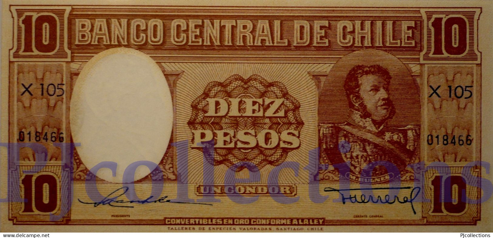 CHILE 10 PESOS 1947/58 PICK 111 UNC - Chile