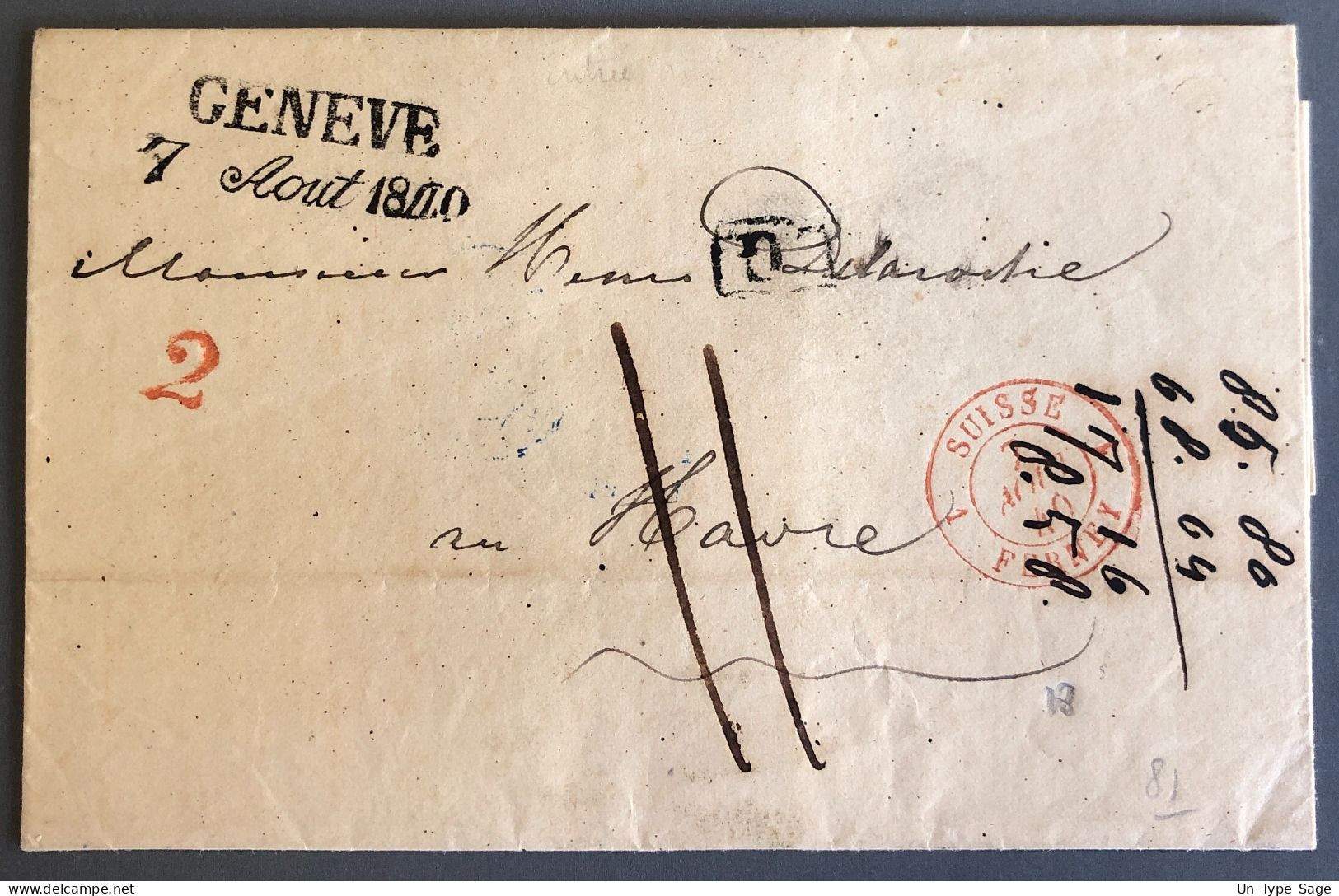 Suisse, Cachet D'entrée SUISSE 1 FERNEY 1 - 7.8.1840 Sur Lettre - (W1135) - Poststempel