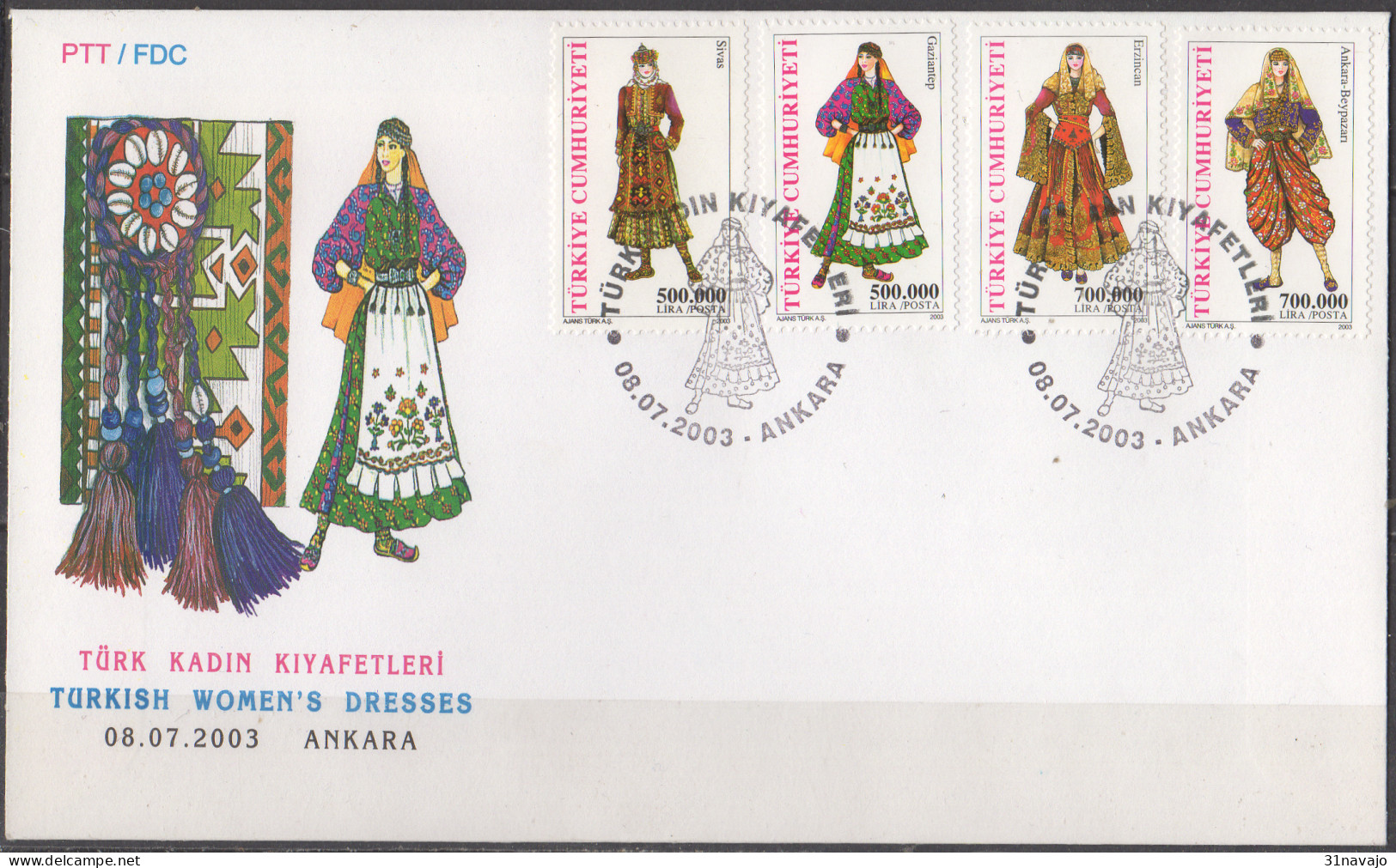 TURQUIE - Costumes 2003 FDC - FDC