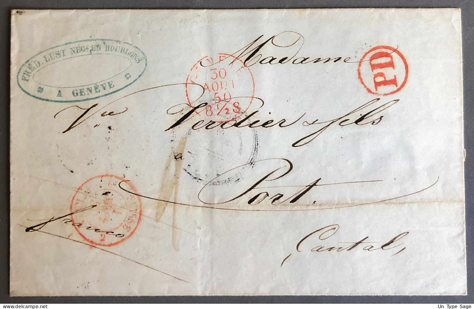 Suisse, Cachet D'entrée SUISSE 2 FERNEX 2 - 1.9.1850 Sur Lettre (LSC) - (W1145) - Marcofilie