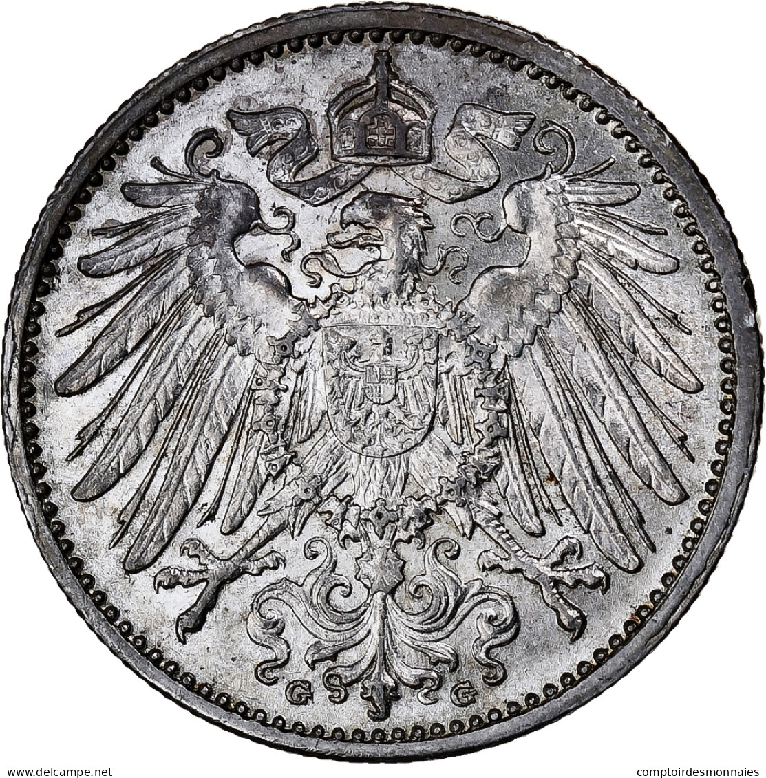 Monnaie, GERMANY - EMPIRE, Wilhelm II, Mark, 1915, Karlsruhe,SUP+,Argent,KM 14 - 1 Mark