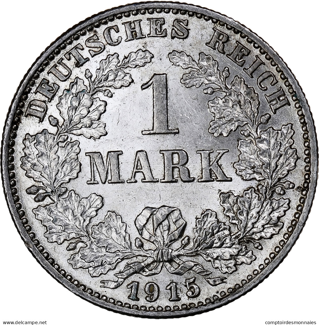 Monnaie, GERMANY - EMPIRE, Wilhelm II, Mark, 1915, Karlsruhe,SUP+,Argent,KM 14 - 1 Mark