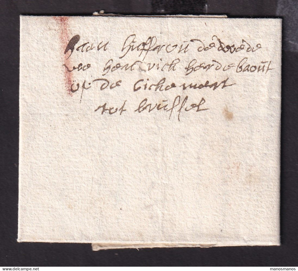 340/40 - Lettre Précurseur 1705  ANTWERPEN Vers BRUXELLES - Marque Verticale à La Craie (transport Par Messager) - 1621-1713 (Paesi Bassi Spagnoli)