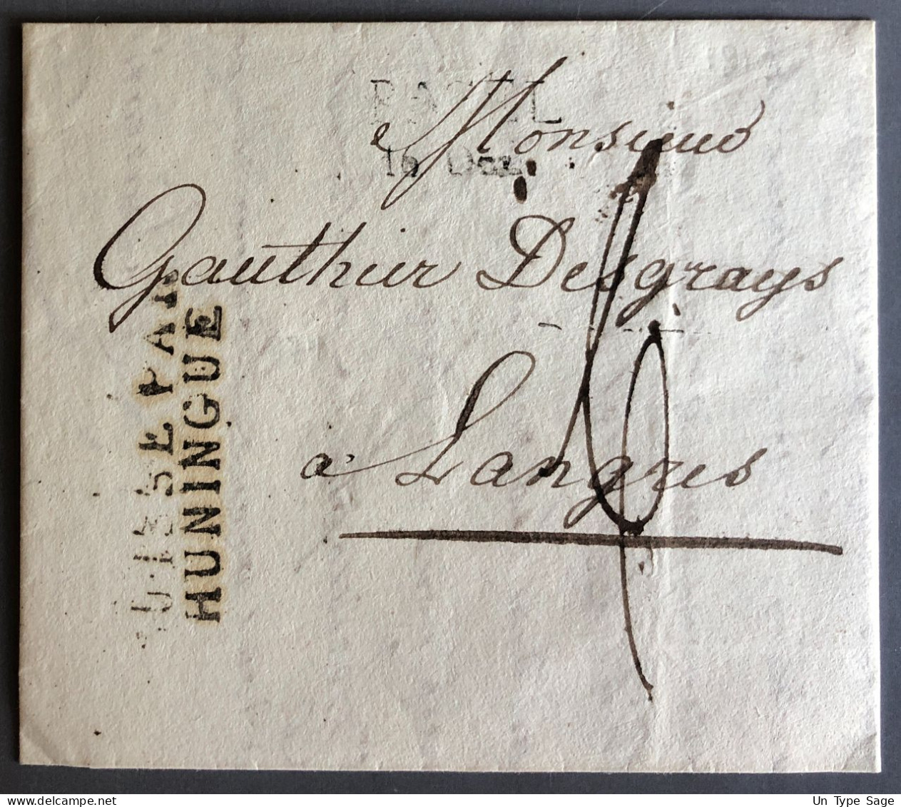 Suisse, Griffe D'entrée SUISSE PAR HUNINGUE - 16.12.1813 Sur Lettre - (W1149) - Marcophilie