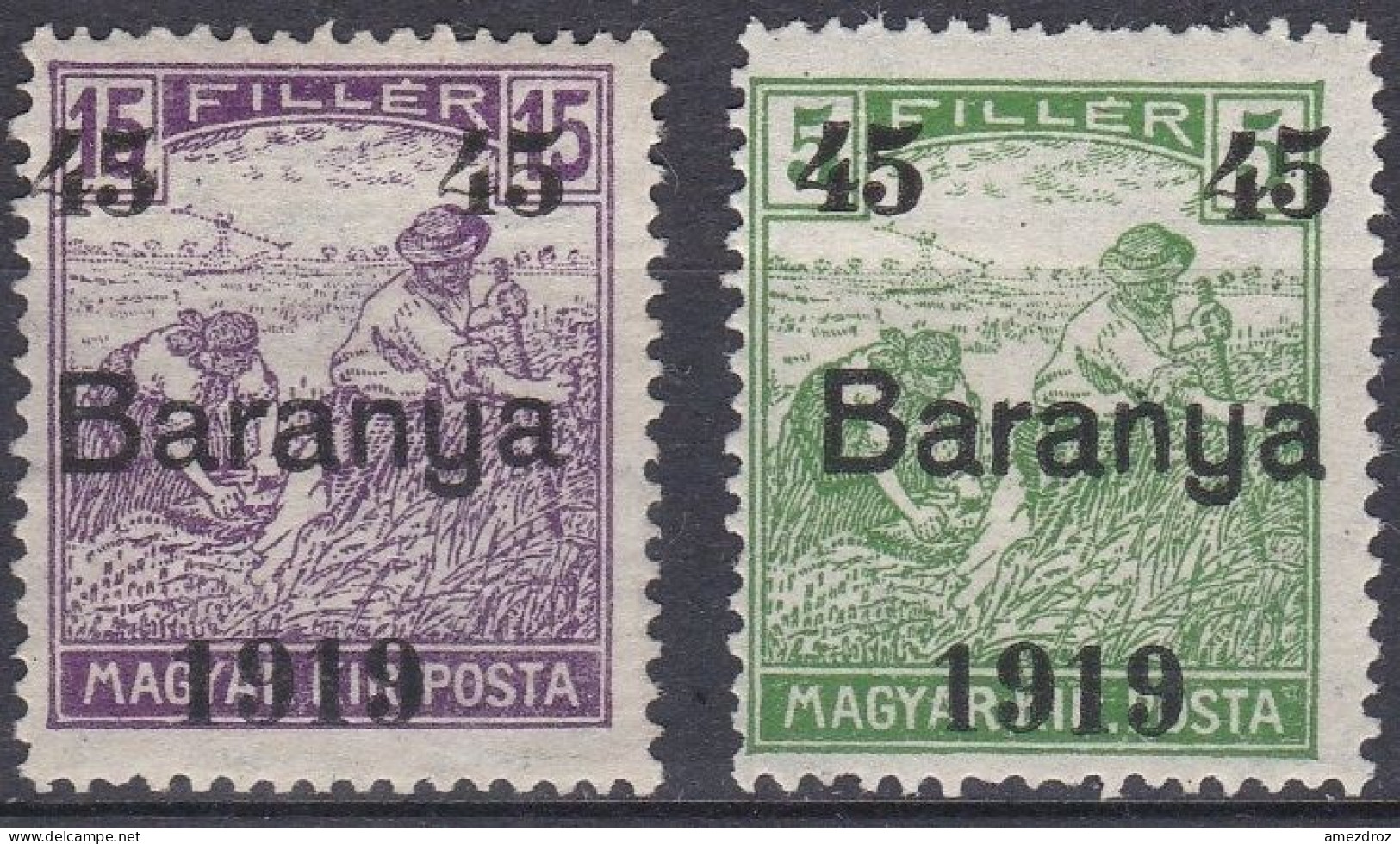 Hongrie Baranya Taxe 1919 N° 39-40 Moissonneurs   (J30) - Baranya