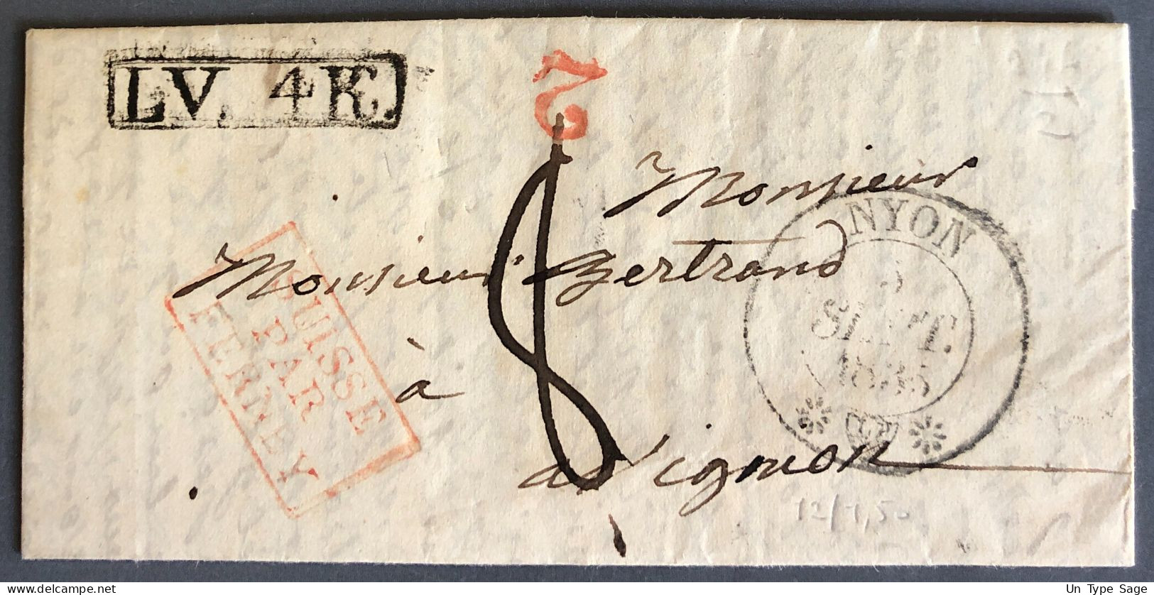 Suisse, Griffe D'entrée SUISSE PAR FERNEY - 3.9.1835 Sur Lettre - (W1154) - Poststempel