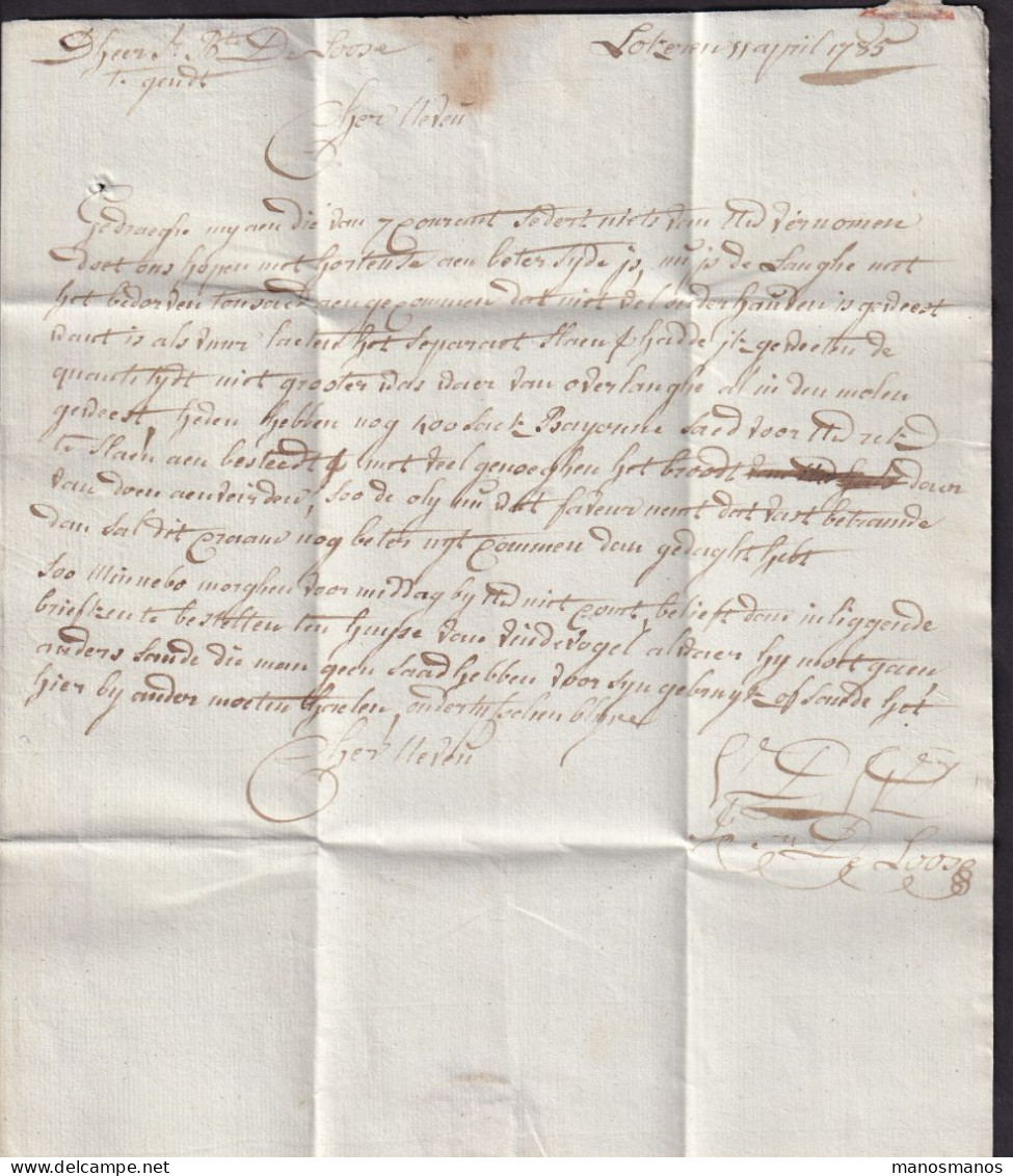 343/40 - Lettre Précurseur 1785 De LOKEREN (Griffe En Creux) Vers GENDT - Port 1stuiver à L' Encre - 1714-1794 (Paises Bajos Austriacos)