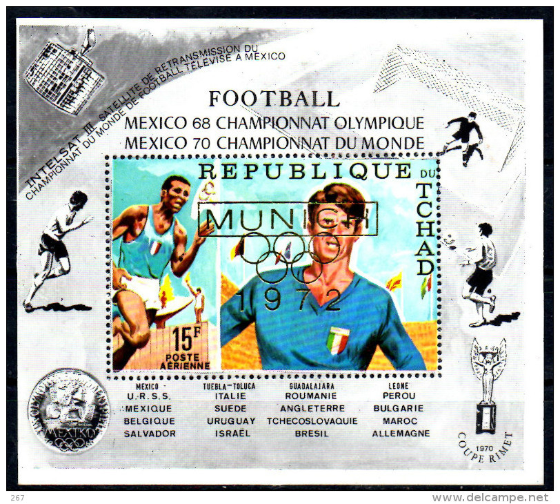 TCHAD   BF  * *   SURCHARGE  ( Sans N°)  Cup  1970  Jo 1972   Fussball  Soccer  Football Course - 1970 – Mexico