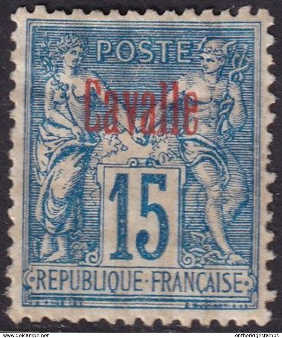 French Offices Cavalle 1893 Sc 4 Yt 5 MH* Heavy Hinge Red Overprint - Unused Stamps