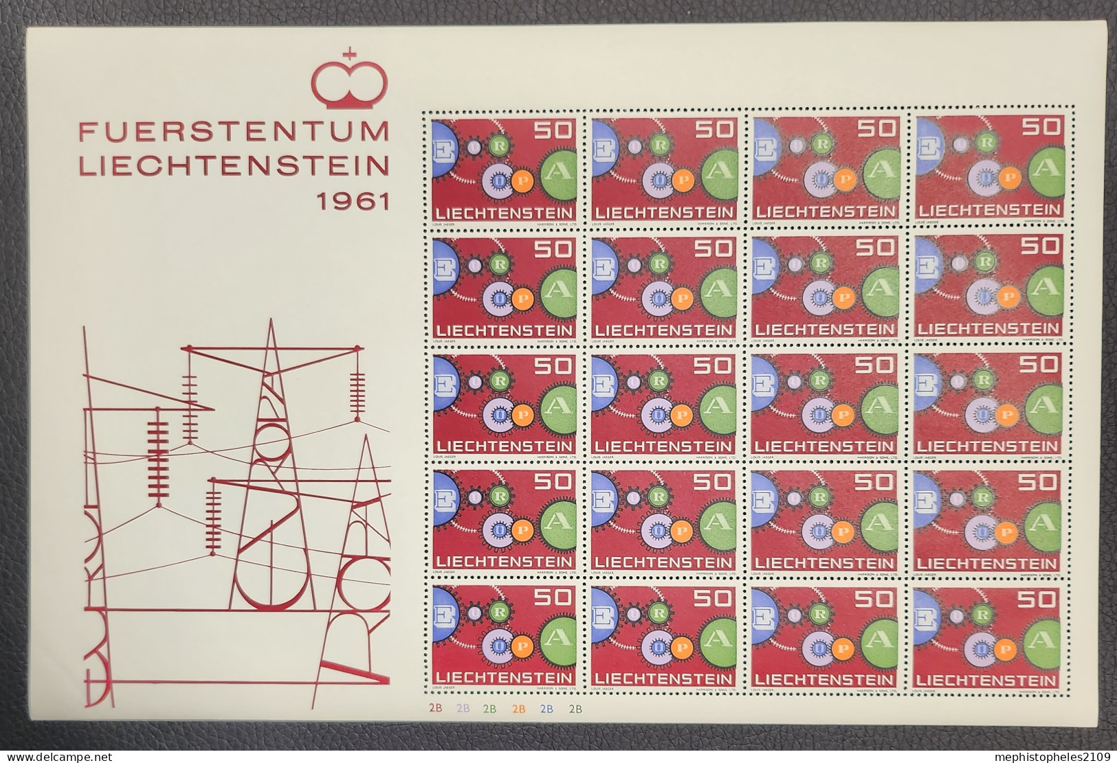 LIECHTENSTEIN 1961 - MNH - Mi 414 II - Europa CEPT Bogen (20 Marken) - Unused Stamps