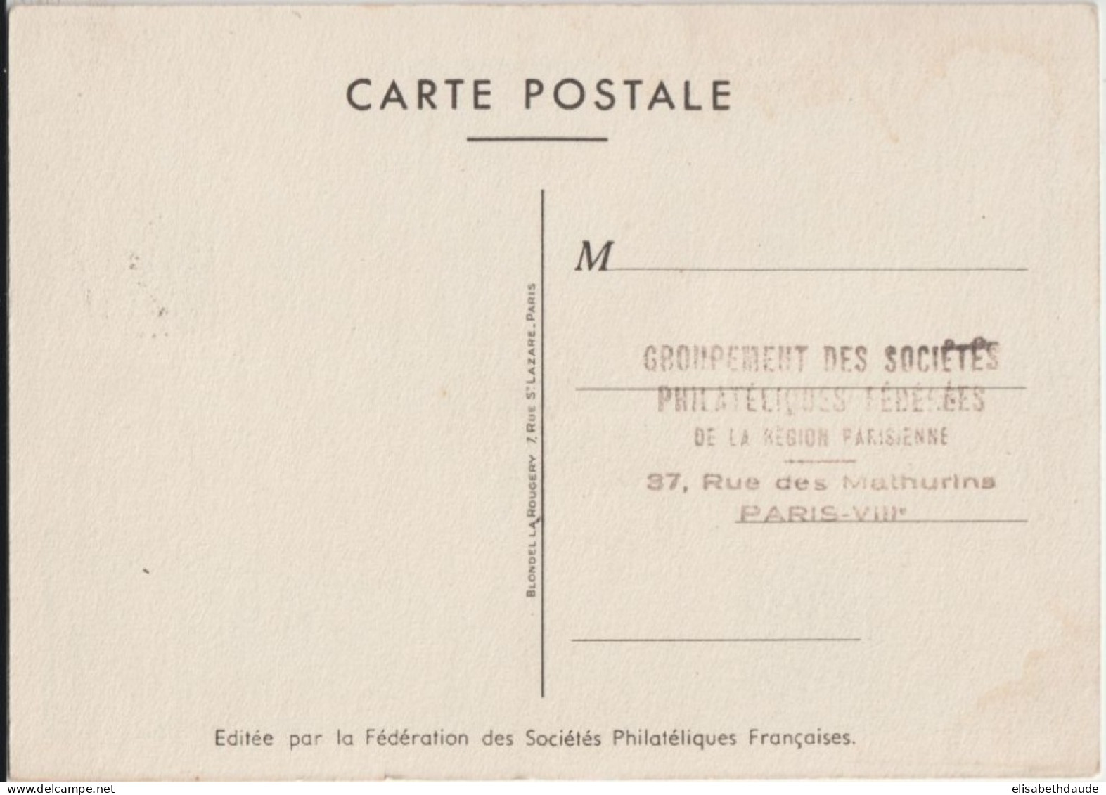 1950 - JOURNEE DU TIMBRE - CARTE FDC De PARIS - 1950-1959