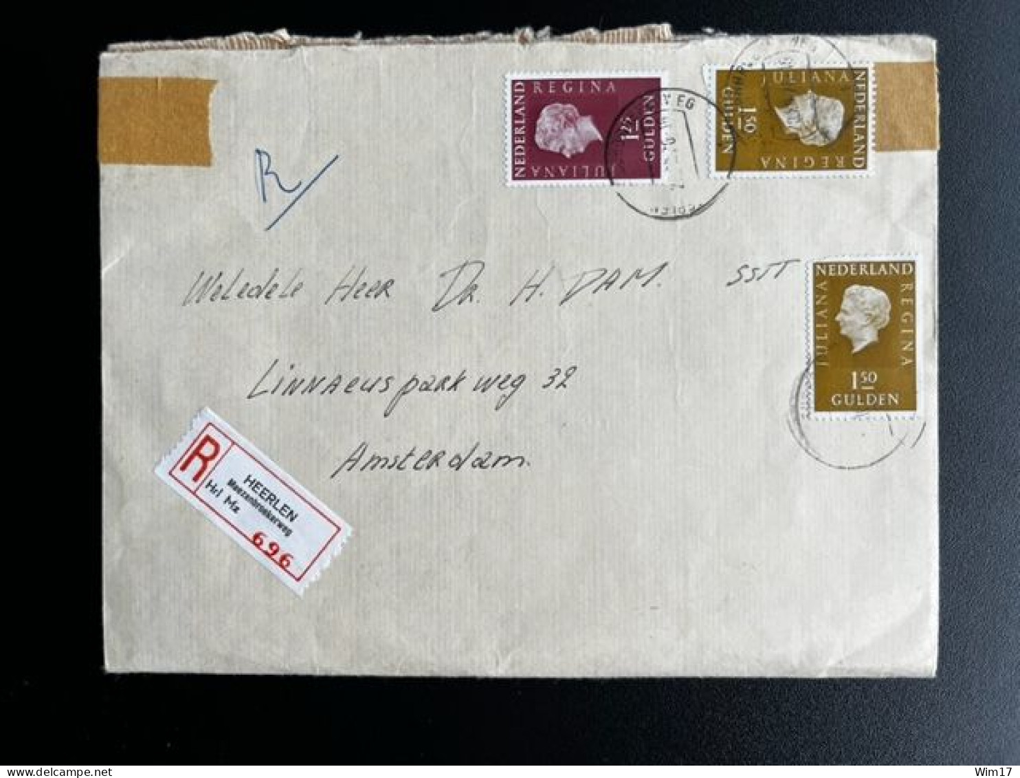 NETHERLANDS 1976 REGISTERED LETTER HEERLEN MEEZENBROEKERWEG TO AMSTERDAM 28-12-1976 NEDERLAND AANGETEKEND - Covers & Documents